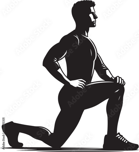 Lunges Gym exercise Silhouette illustration isolated on a white background