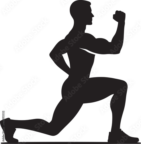 Lunges Gym exercise Silhouette illustration isolated on a white background