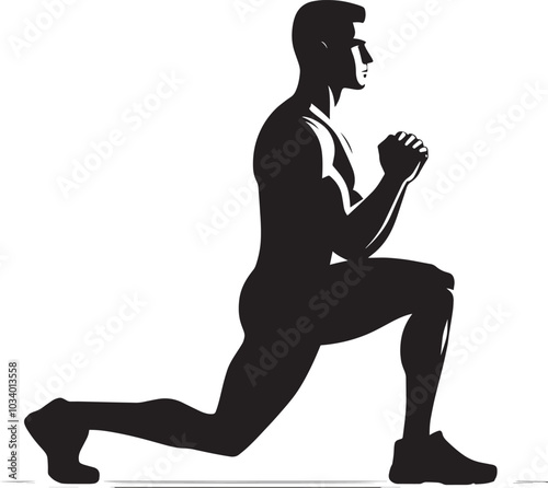 Lunges Gym exercise Silhouette illustration isolated on a white background