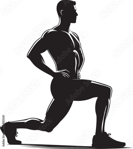Lunges Gym exercise Silhouette illustration isolated on a white background