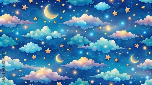 Abstract spring night sky wallpaper seamless pattern extreme close-up