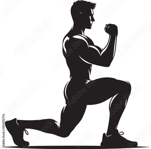 Lunges Gym exercise Silhouette illustration isolated on a white background