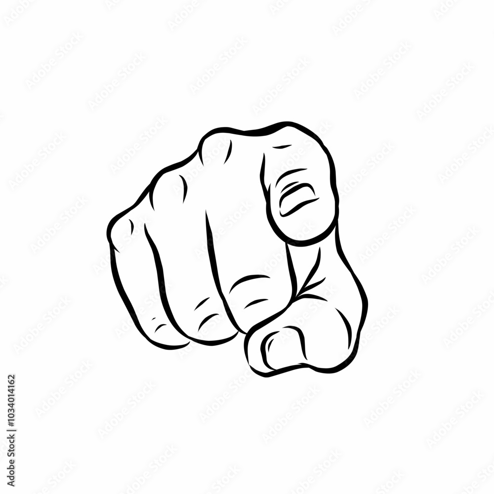 hand pointing, a gesture of choice or intimidation. Vector Isolated illustration hand pointing, a gesture of choice or intimidation. Vector Isolated illustration