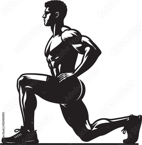 Lunges Gym exercise Silhouette illustration isolated on a white background