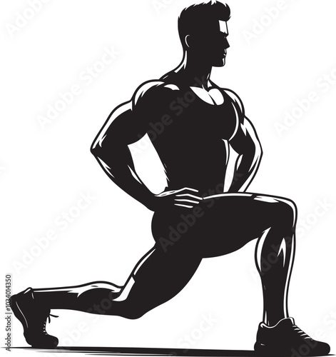 Lunges Gym exercise Silhouette illustration isolated on a white background