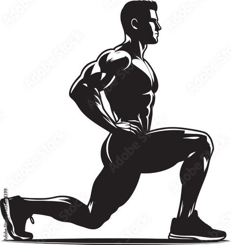 Lunges Gym exercise Silhouette illustration isolated on a white background