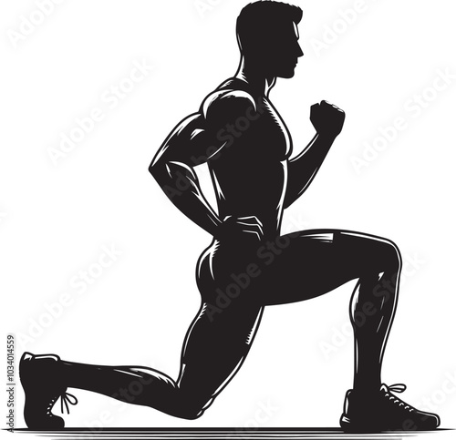Lunges Gym exercise Silhouette illustration isolated on a white background