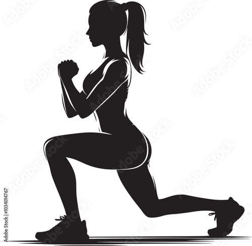 Lunges Gym exercise Silhouette illustration isolated on a white background