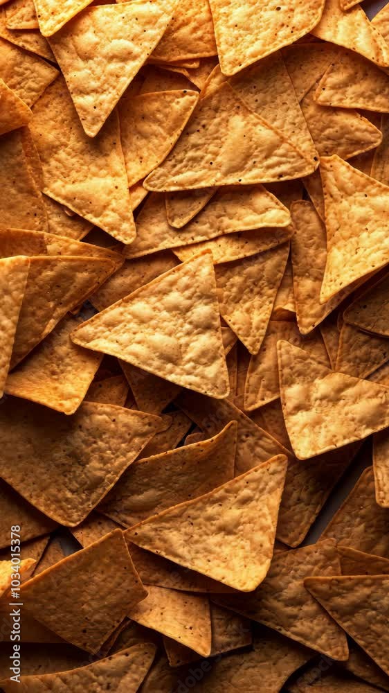 Multiple shots showcase tortilla chips creating a vibrant, repeating background filled with texture and color Multiple shots showcase tortilla chips creating a vibrant, repeating background filled with texture and color