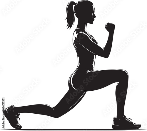 Lunges Gym exercise Silhouette illustration isolated on a white background