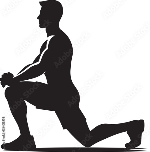 Lunges Gym exercise Silhouette illustration isolated on a white background