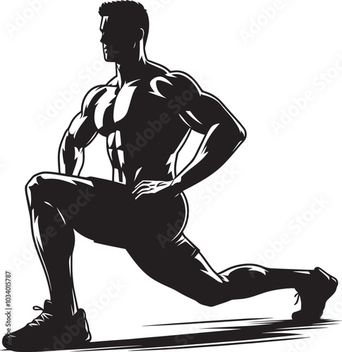 Lunges Gym exercise Silhouette illustration isolated on a white background