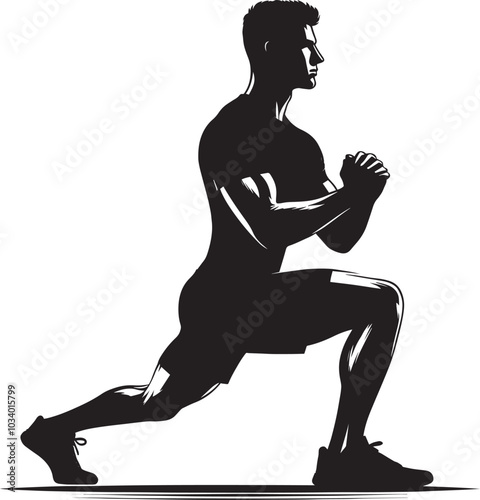 Lunges Gym exercise Silhouette illustration isolated on a white background