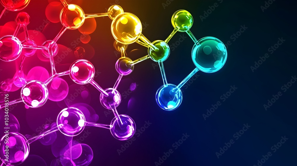 A captivating image depicting interconnected chemical compounds and DNA strands glowing in vibrant neon colors A captivating image depicting interconnected chemical compounds and DNA strands glowing in vibrant neon colors