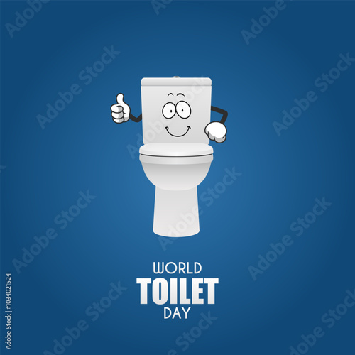 A smiling toilet illustration with thumbs up, suitable for a World Toilet Day poster