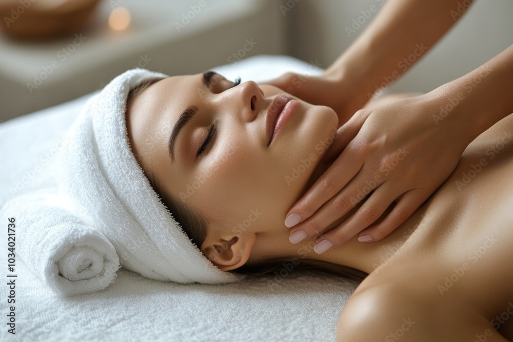 A woman relaxing during a spa massage treatment A woman relaxing during a spa massage treatment