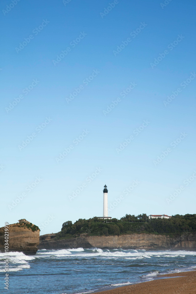 View of lighthouse in Biarritz France View of lighthouse in Biarritz France