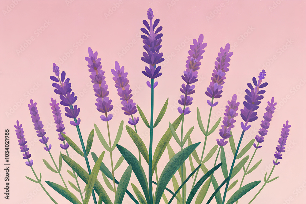 Lavender Blooms on Pink Gradient Botanical Art with Vibrant Nature Aesthetic Lavender Blooms on Pink Gradient Botanical Art with Vibrant Nature Aesthetic