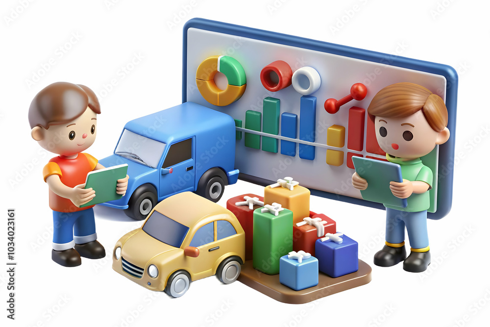 Kids Managing a Toy Fleet: Organized Children Coordinating Vehicle Charts and Maps in a Creative Close-Up Scene for Photo Stock Kids Managing a Toy Fleet: Organized Children Coordinating Vehicle Charts and Maps in a Creative Close-Up Scene for Photo Stock