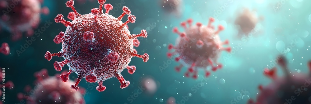Microscopic 3D abstract virus particles in a digital research and study on diseases epidemics and medical sciences Microscopic 3D abstract virus particles in a digital research and study on diseases epidemics and medical sciences