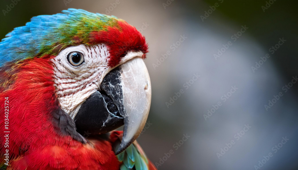 Fototapeta premium Close-Up of a Colorful Parrot, Showcasing Its Vibrant Feathers and Exotic Appeal