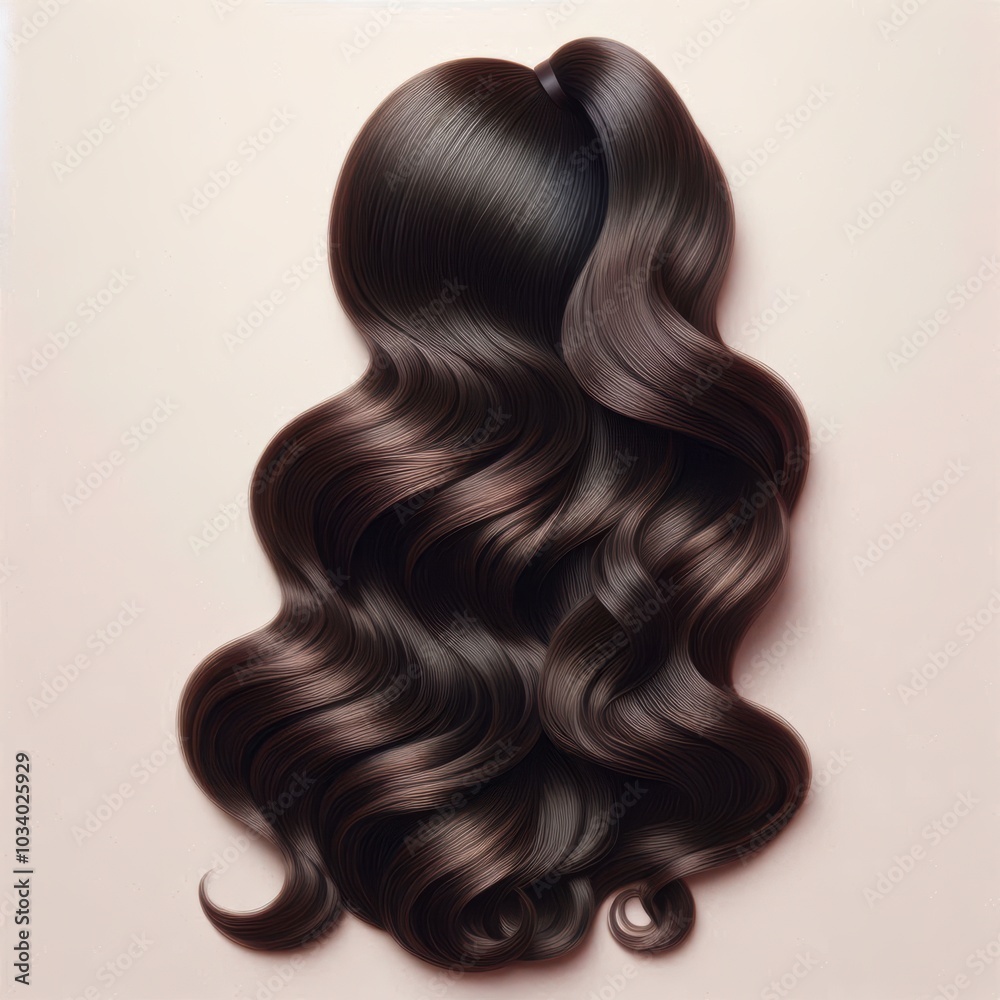 Fototapeta premium Elegant Dark Brown Shiny Hair Hairstyle – Fashion, Beauty, Haircare, Stylish Look
