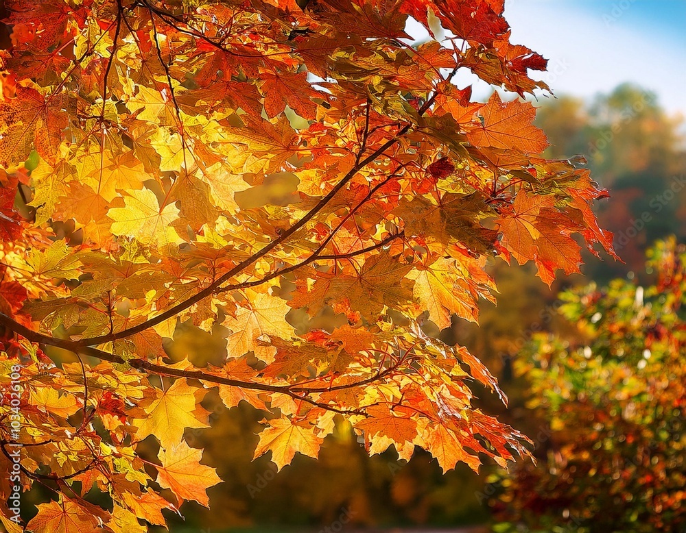 beautiful maple leaves on the tree in autumn season beautiful maple leaves on the tree in autumn season
