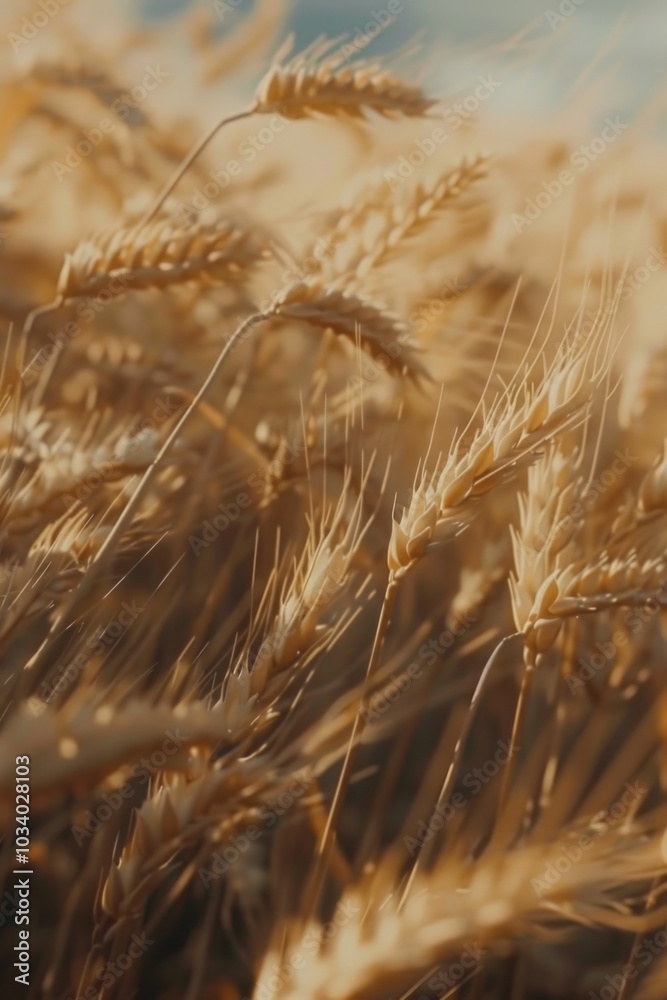 Fototapeta premium A detailed view of a field of wheat in full bloom