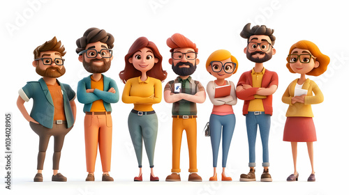 3D Team Reviewing ESG Goals: Candid Shot of Thoughtful Discussions and Progress in Business Accountability on Isolated White Background
