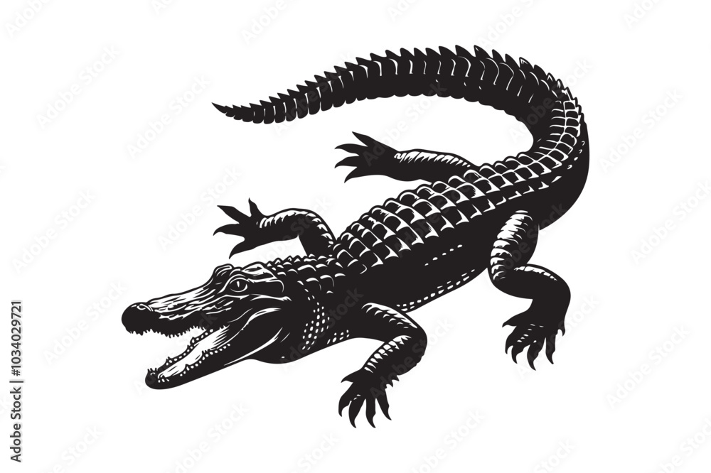 American Alligator Silhouette Vector Illustration – Perfect for T-Shirts & Hoodies