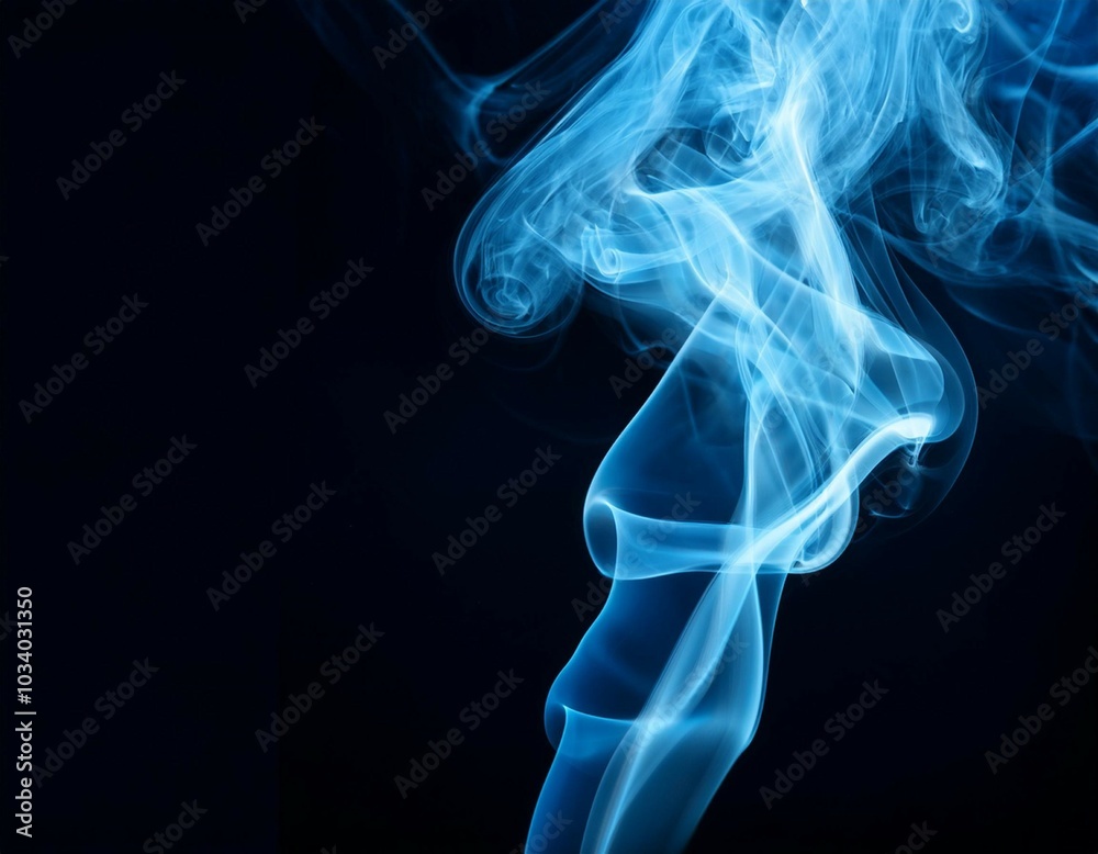 Obraz premium light blue smoke on a black background