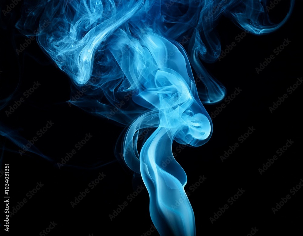 Obraz premium light blue smoke on a black background