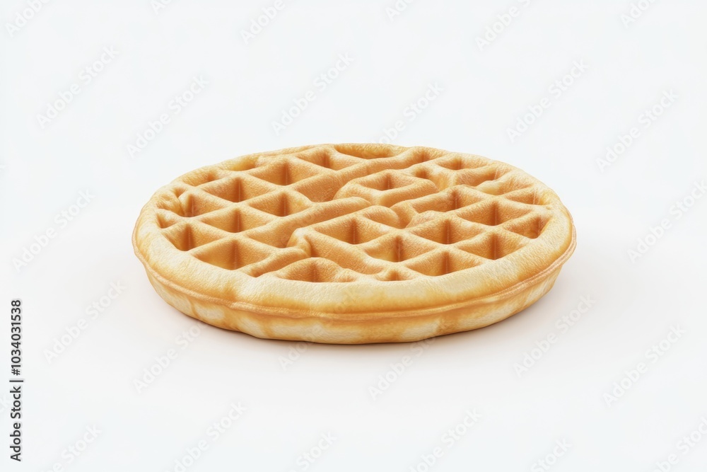 A waffle sits atop a clean white surface, perfect for displaying or serving A waffle sits atop a clean white surface, perfect for displaying or serving