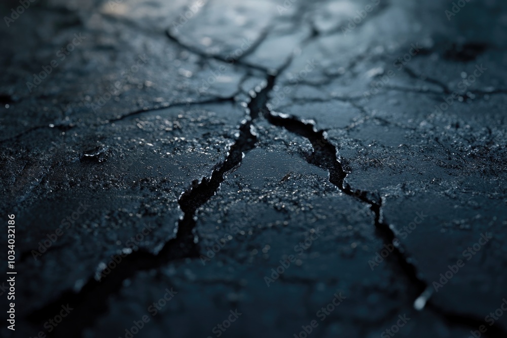 Obraz premium A close-up view of a crack in the ground with dirt and debris visible