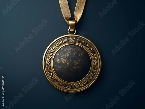 Flat Glossy Campaign Medal with Policy Engravings - Macro Shot with Edge Details, Copy Space for Candidate Messaging, Vector Illustration