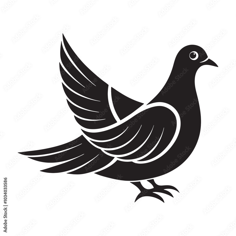 Obraz premium Silhouette of a Dove vector illustration with white background