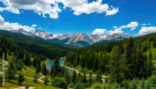 Wild, untouched nature in the distance, showcasing the beauty of pristine landscapes. Ideal for themes of conservation, natural beauty, and the importance of preserving our environment