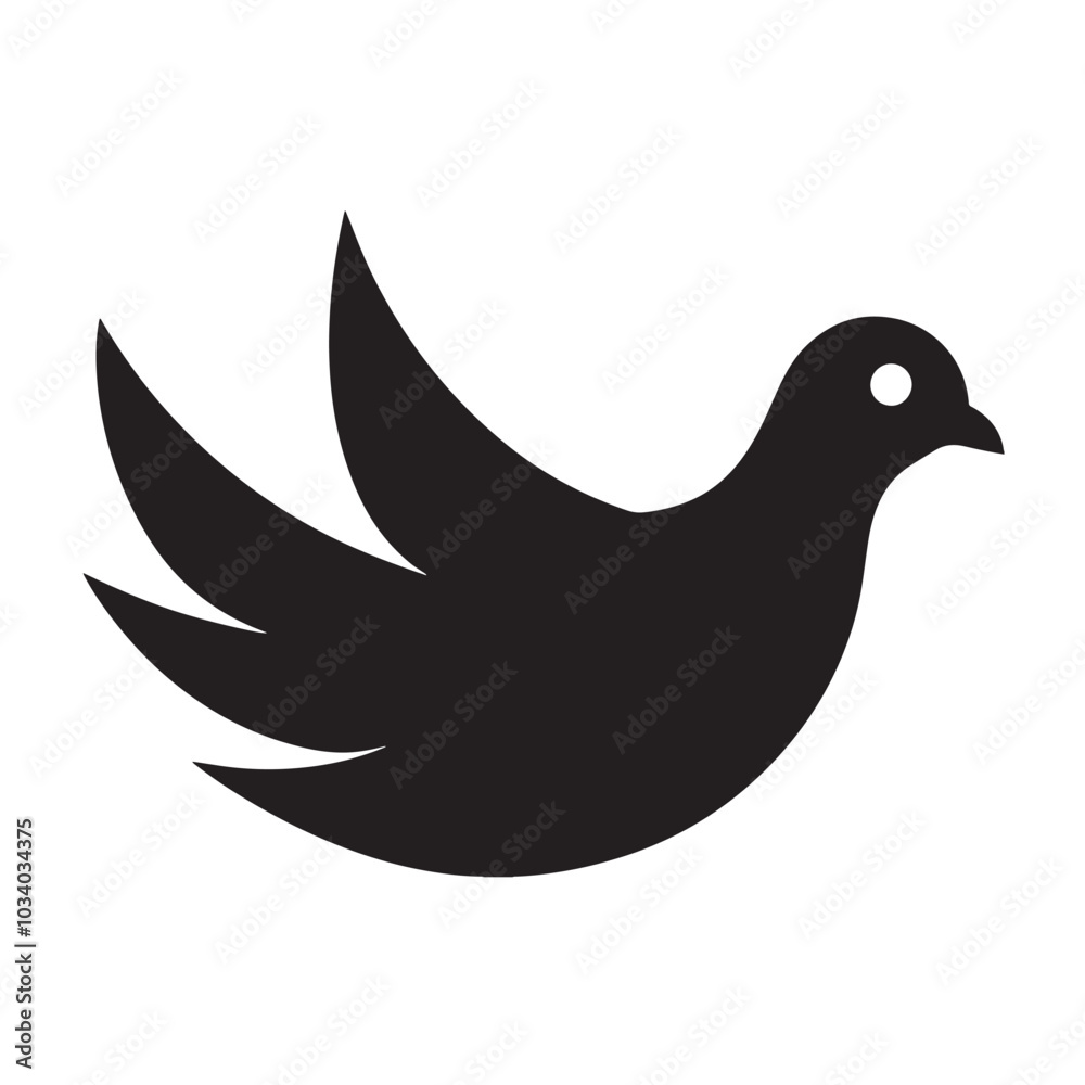 Silhouette of a Dove vector illustration with white background Silhouette of a Dove vector illustration with white background
