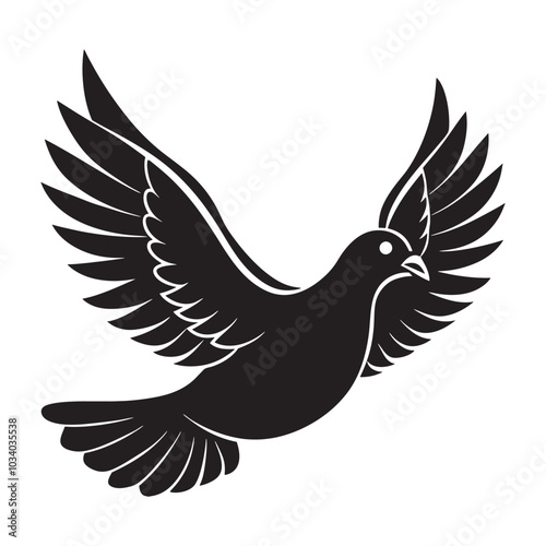 Silhouette of a Dove vector illustration with white background
