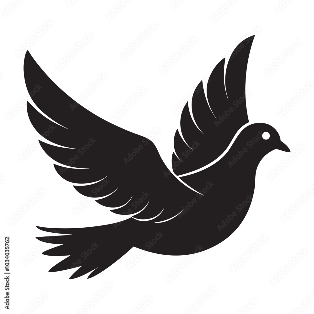 Obraz premium Silhouette of a Dove vector illustration with white background