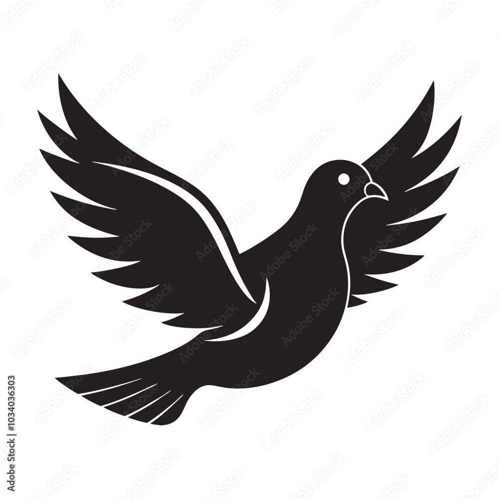 Obraz premium Silhouette of a Dove vector illustration with white background