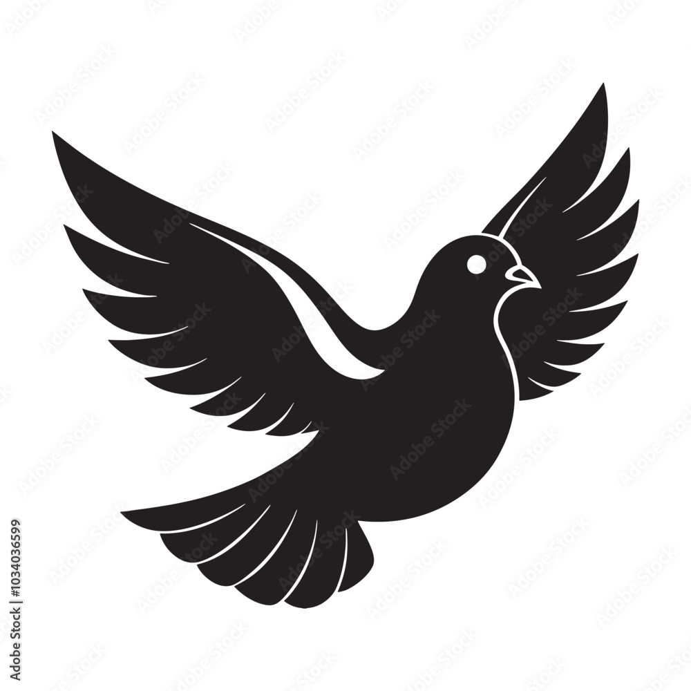 Obraz premium Silhouette of a Dove vector illustration with white background