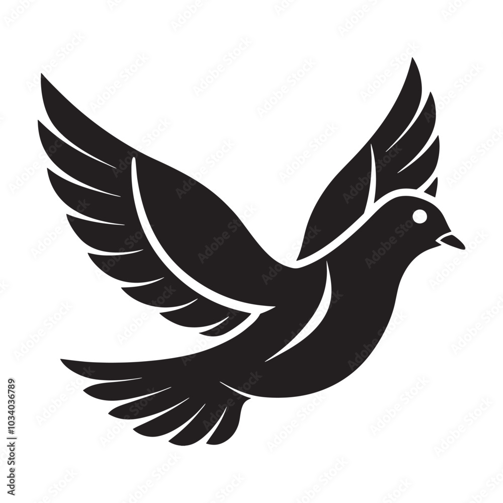 Obraz premium Silhouette of a Dove vector illustration with white background