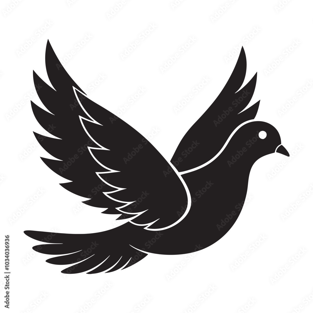 Fototapeta premium Silhouette of a Dove vector illustration with white background