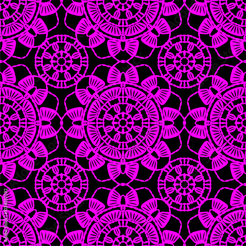 Pattern with crochet granny square with flowers wallpaper handmade decorative art design print	