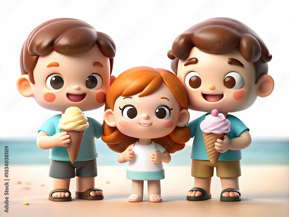 Joyful Family Sharing Ice Cream Cones on the Beach: A Close-Up of Hands Holding Sweet Treats with Ample Copy Space for Brand Promotion Joyful Family Sharing Ice Cream Cones on the Beach: A Close-Up of Hands Holding Sweet Treats with Ample Copy Space for Brand Promotion