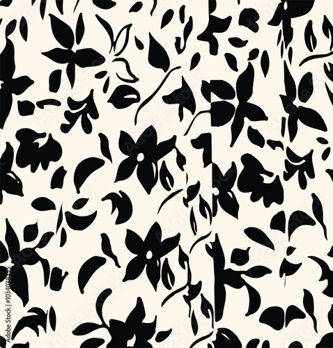 Big flowers pattern, upscale floral pattern. graphical textures floral, trendy colors pattern , flowers background with leaves. vector illustration,tropical,monochrome