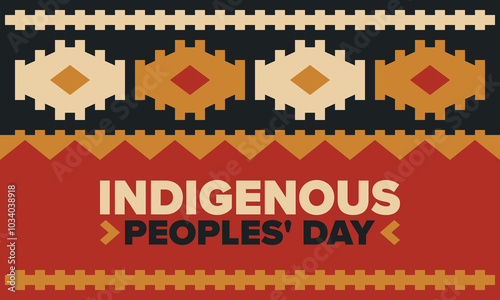 Indigenous Peoples' Day. Native American Day. American Indian culture. Heritage Month. Celebrate annual in United States. Tradition pattern. Poster, card, banner and background. Vector illustration