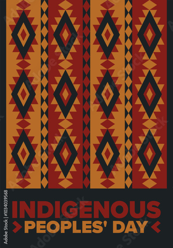 Indigenous Peoples' Day. Native American Day. American Indian culture. Heritage Month. Celebrate annual in United States. Tradition pattern. Poster, card, banner and background. Vector illustration