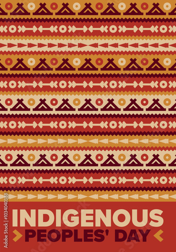 Indigenous Peoples' Day. Native American Day. American Indian culture. Heritage Month. Celebrate annual in United States. Tradition pattern. Poster, card, banner and background. Vector illustration